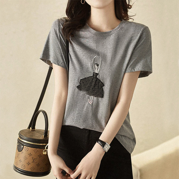 레리나 자수 반팔 티셔츠(TIME SALE 10%) 